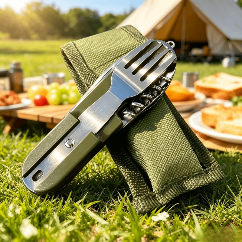 Outdoor Camping Dining Set - Stainless Steel 7 in 1 Camping