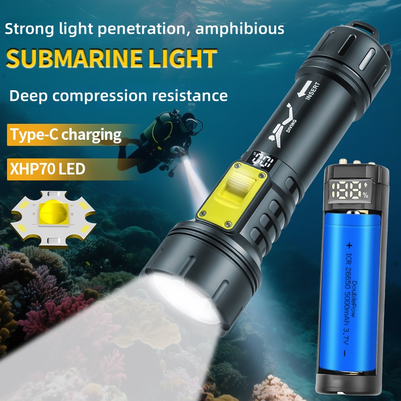 Outdoor Camping And Fishing - New XHP70 Diving Flashlight IPX8 Waterproof