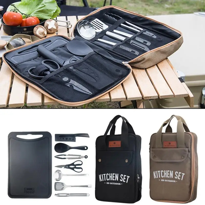 Outdoor Camping Dining Set - 8pcs Camping Kitchen Cookware Set Portable