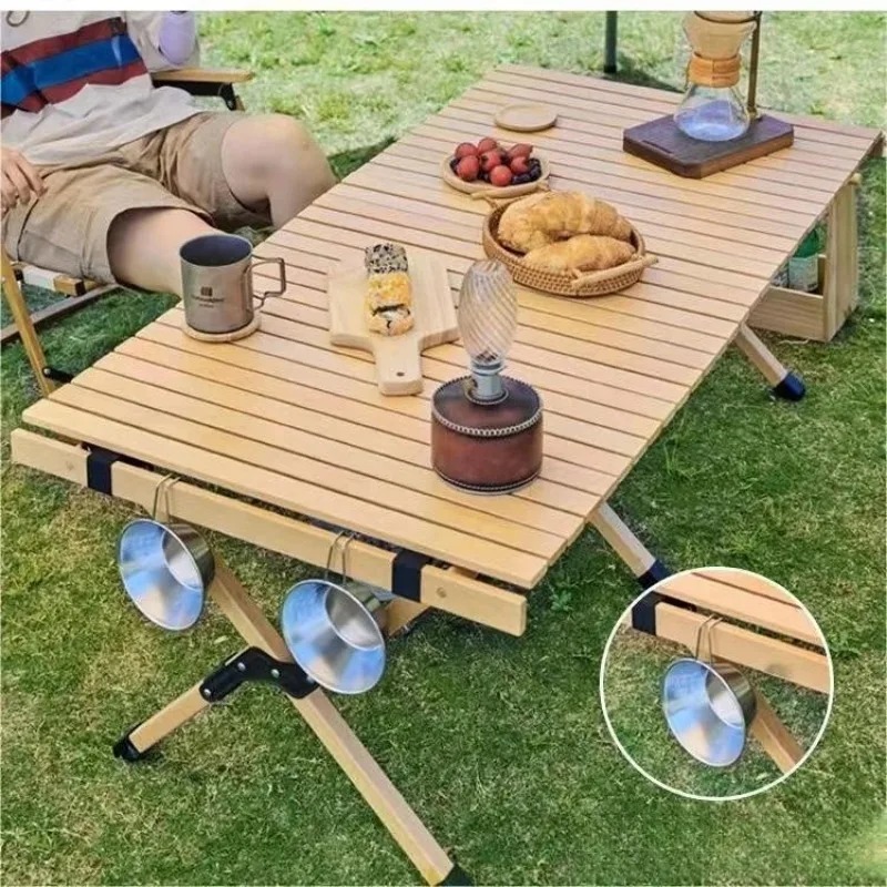 Outdoor Activities In Camping - Barbecue Camping Egg Roll Storage Table