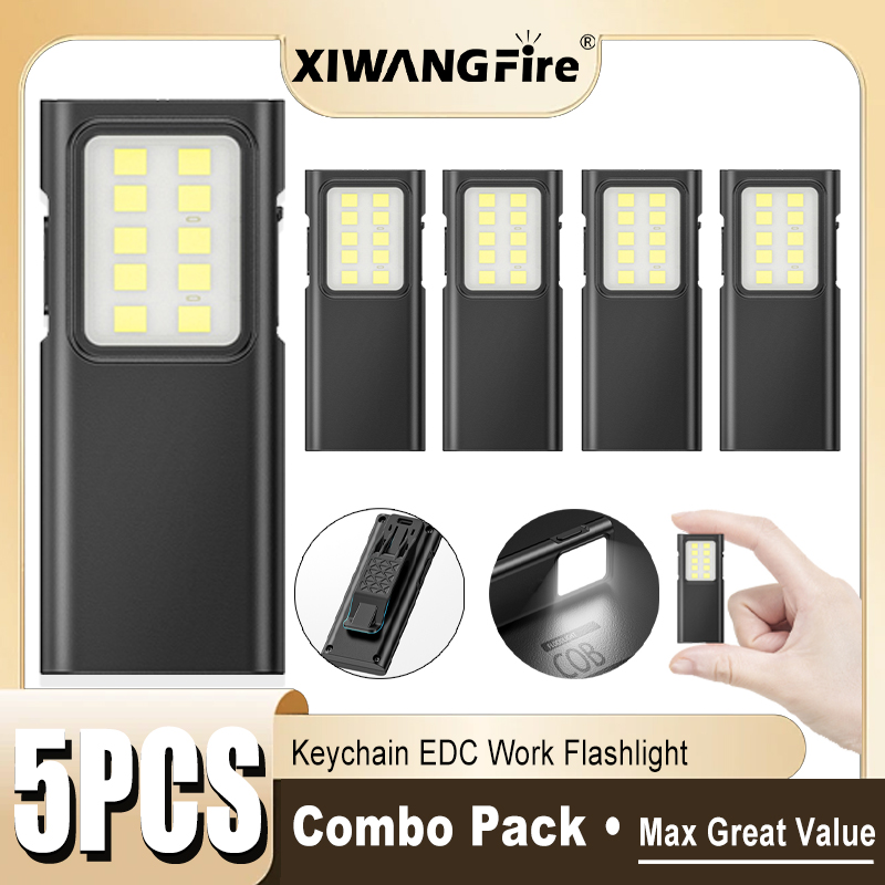 Headlamp - 1-5PCS Rechargeable EDC Flashlight Bright Pocket