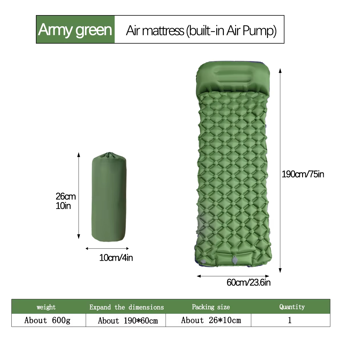 190*60cm Outdoor Camping Infla - Outdoor Camp review and price
