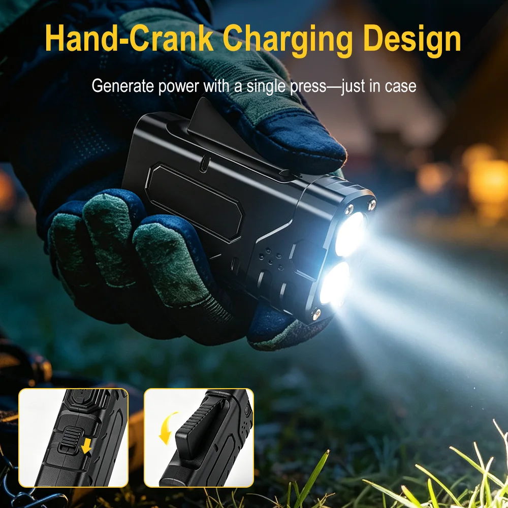 BORUIiT Hand Crank EDC LED Fla - Outdoor Camping And Fishing review and price