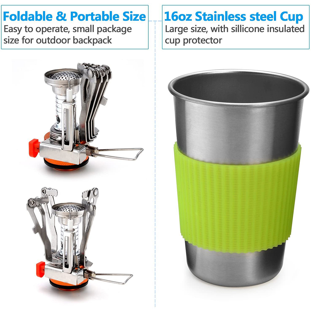 Camping Cookware Kit with Stov - Outdoor Camping Dining Set review and price